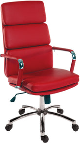Deco Retro Style Faux Leather Executive Office Chair Red - 1097RD DD